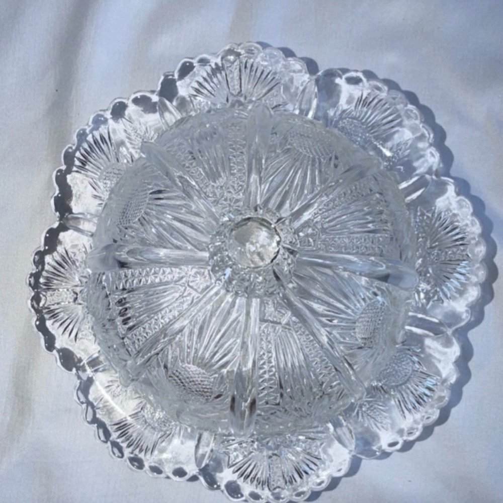 Antique J.B. Higbee "Paneled Thistle" Domed Butter Dish - Picture 4 of 9